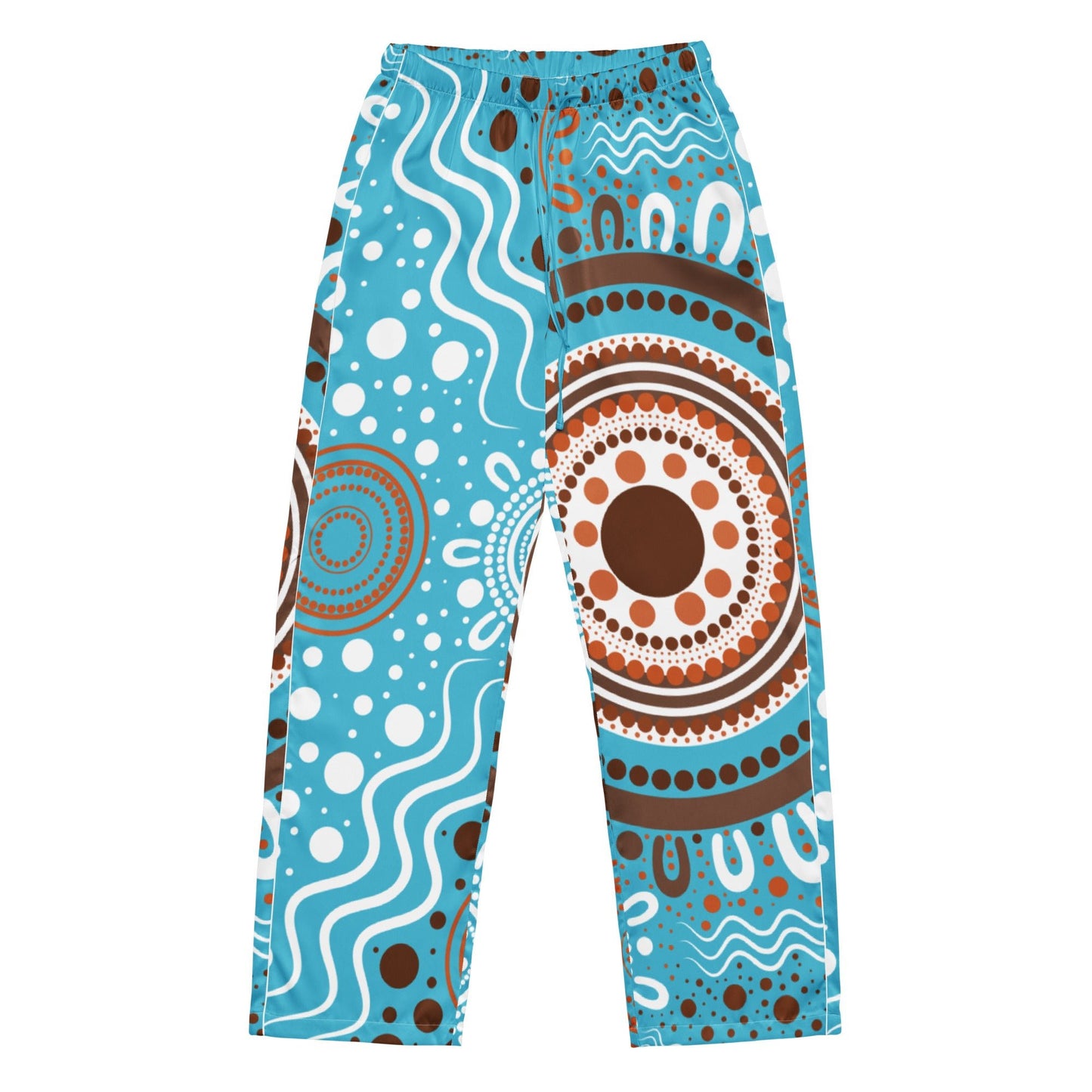 "Woven Together" Women’s Light Blue Pyjama Pants - Aboriginal Art by Lani