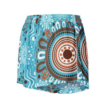 "Woven Together" Women’s Light Blue Pyjama Shorts - Aboriginal Art by Lani