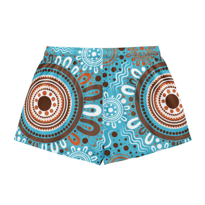 "Woven Together" Women’s Light Blue Pyjama Shorts - Aboriginal Art by Lani