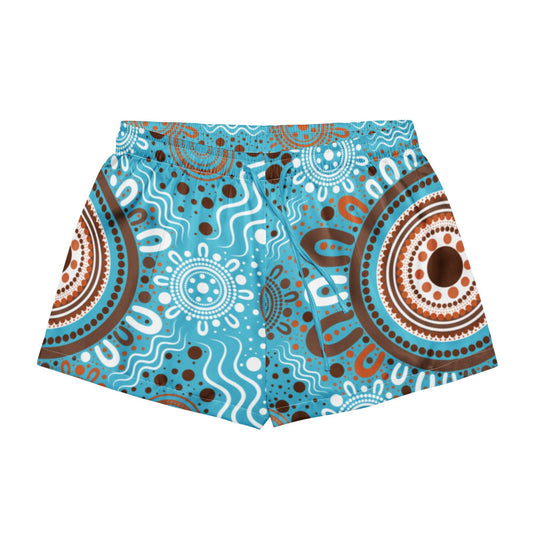 "Woven Together" Women’s Light Blue Pyjama Shorts - Aboriginal Art by Lani