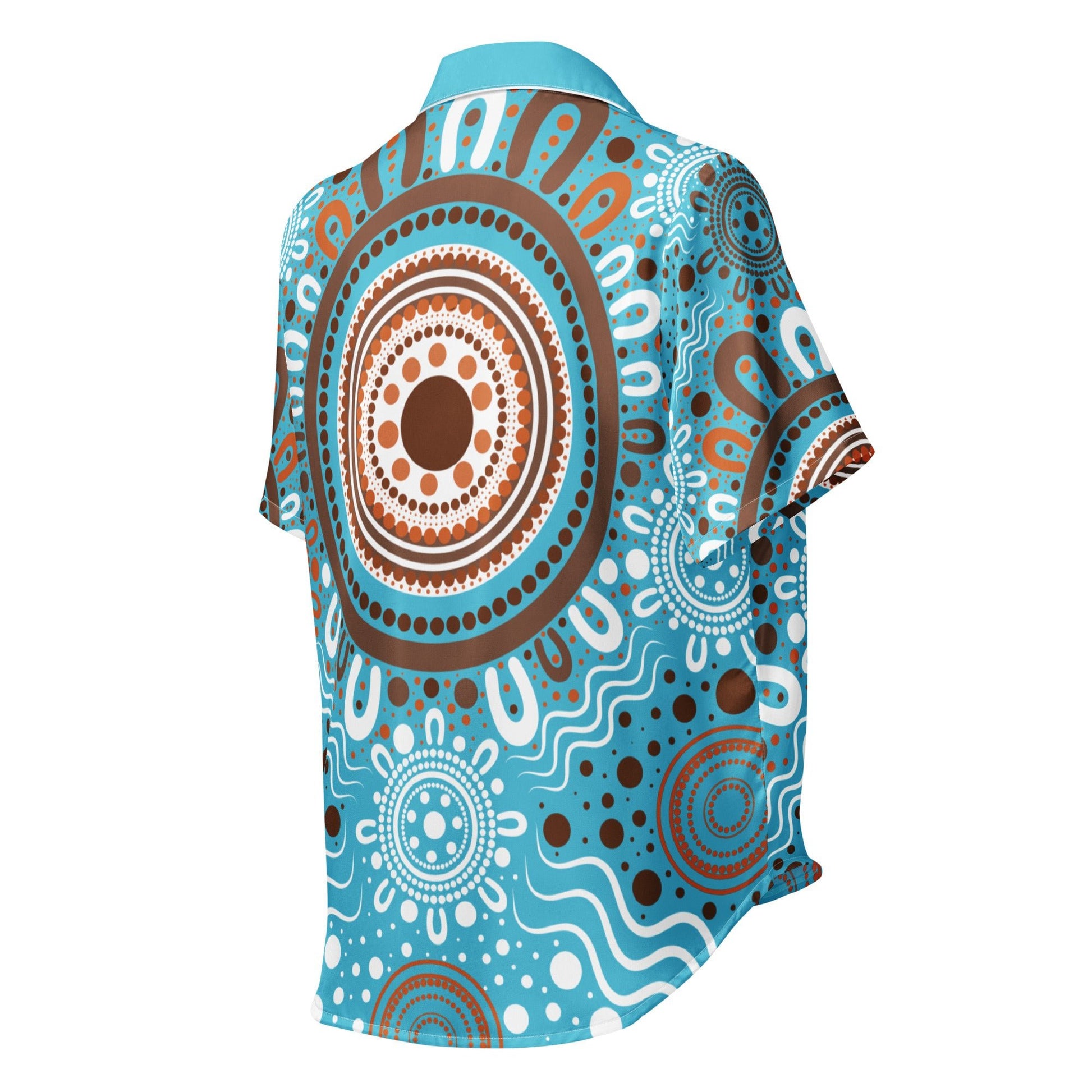 "Woven Together" Women’s Light Blue Women’s Short Sleeve Pyjama Top - Aboriginal Art by Lani
