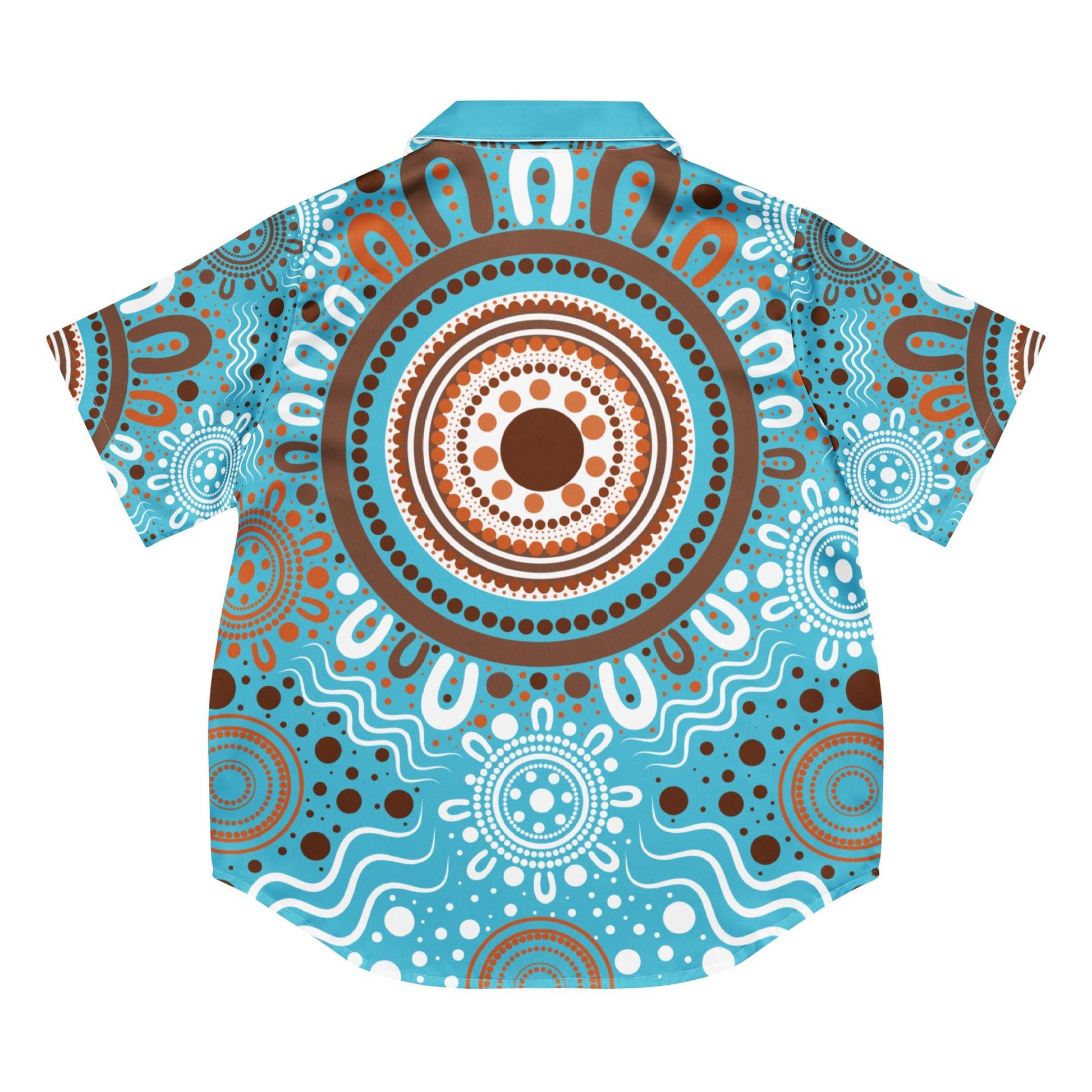 "Woven Together" Women’s Light Blue Women’s Short Sleeve Pyjama Top - Aboriginal Art by Lani