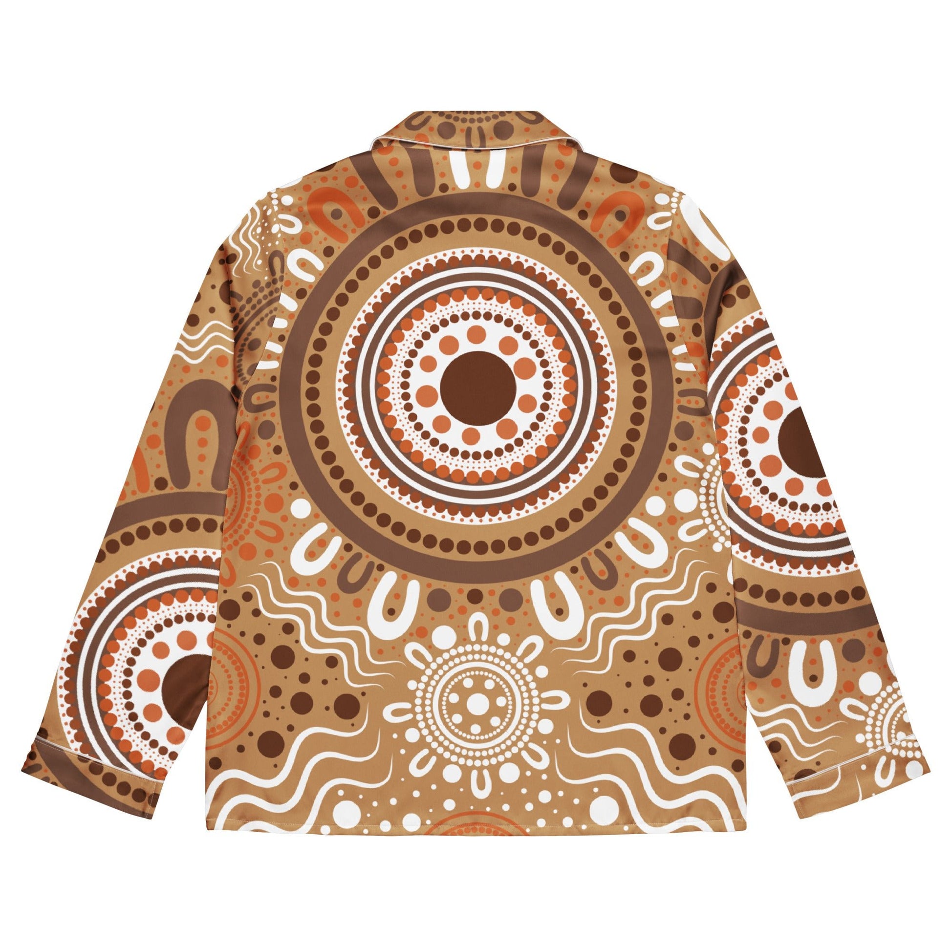"Woven Together" Women’s Light Brown Long Sleeve Pajama Top - Aboriginal Art by Lani