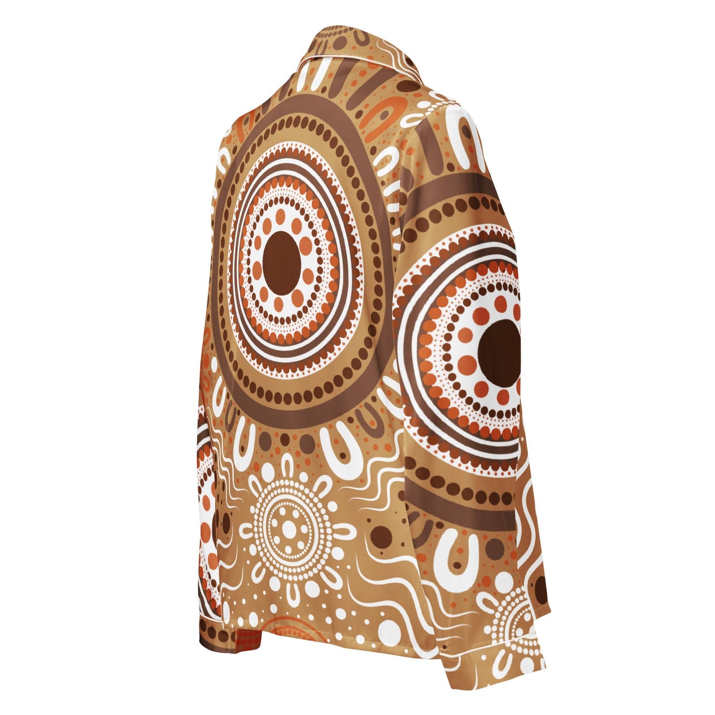 "Woven Together" Women’s Light Brown Long Sleeve Pajama Top - Aboriginal Art by Lani