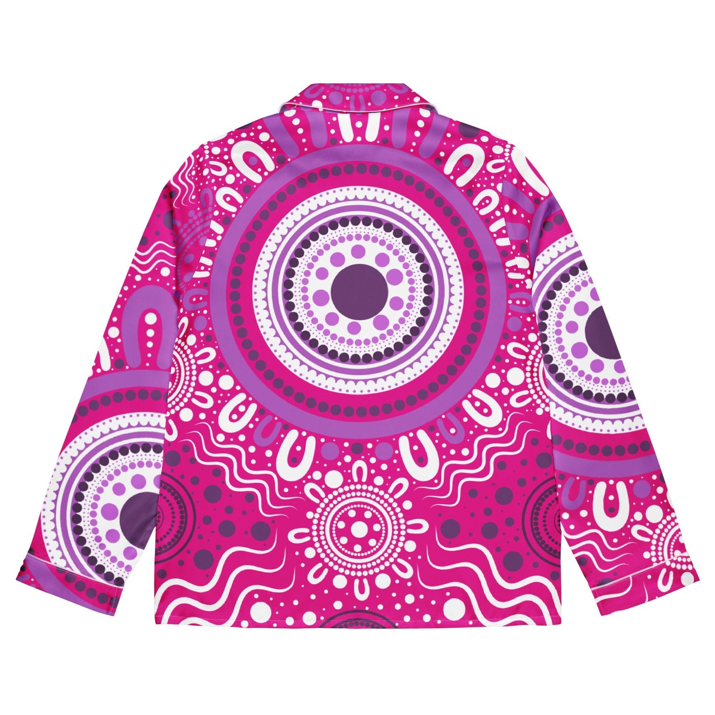 "Woven Together" Women’s Pink Long Sleeve Pajama Top - Aboriginal Art by Lani