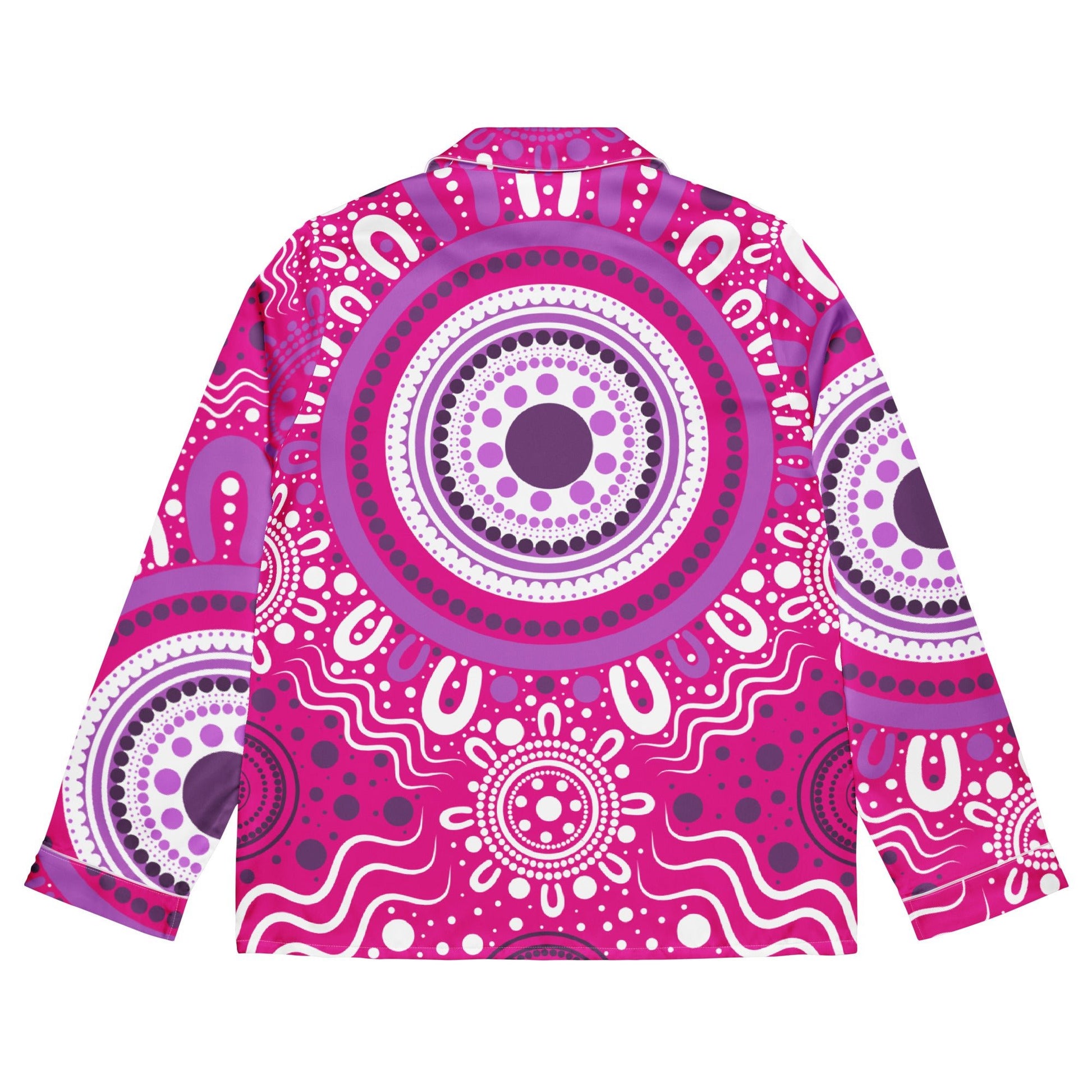 "Woven Together" Women’s Pink Long Sleeve Pajama Top - Aboriginal Art by Lani