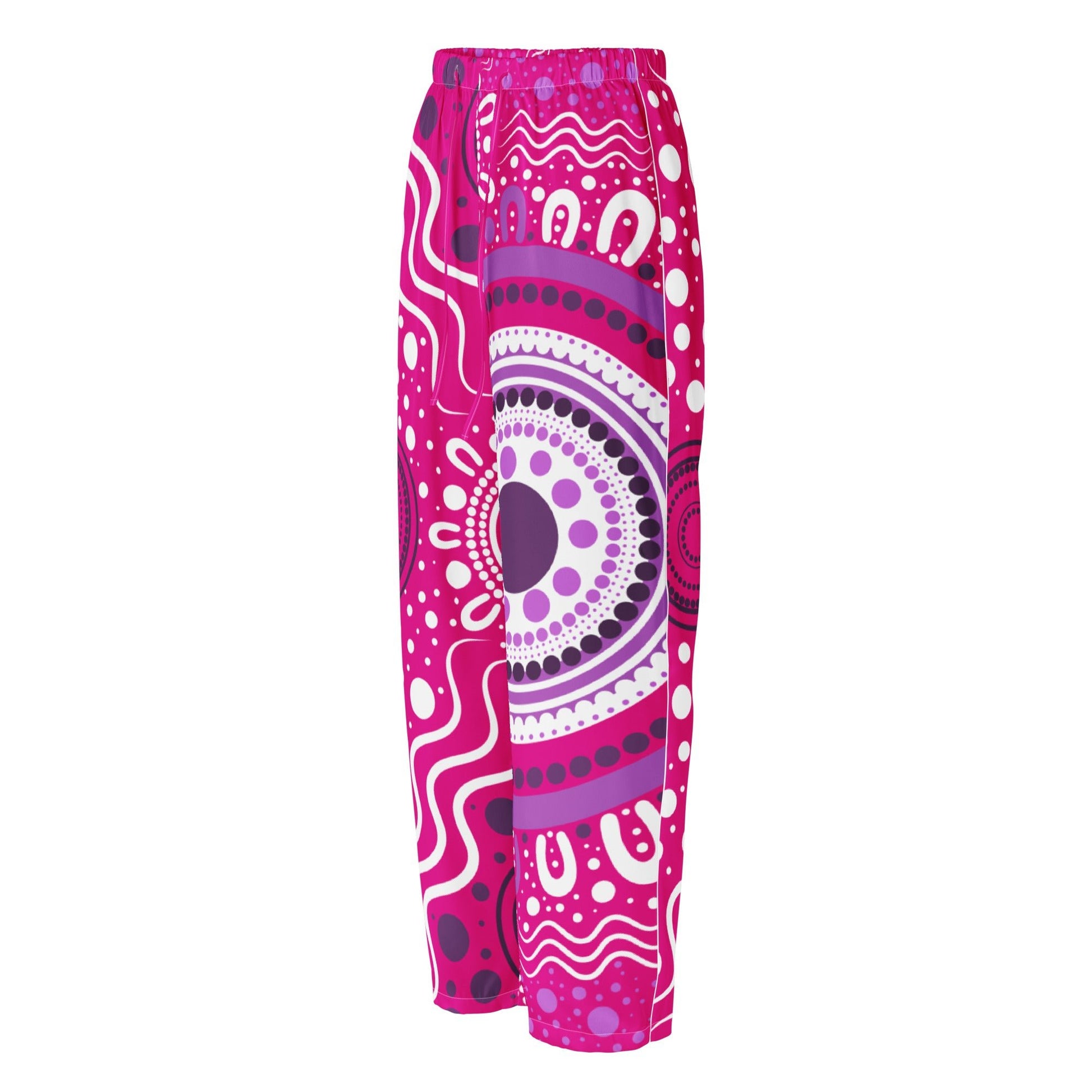 "Woven Together" Women’s Pink Pajama Pants - Aboriginal Art by Lani