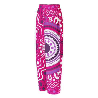 "Woven Together" Women’s Pink Pajama Pants - Aboriginal Art by Lani