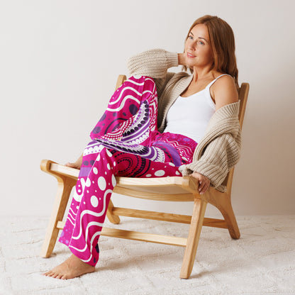 "Woven Together" Women’s Pink Pajama Pants - Aboriginal Art by Lani