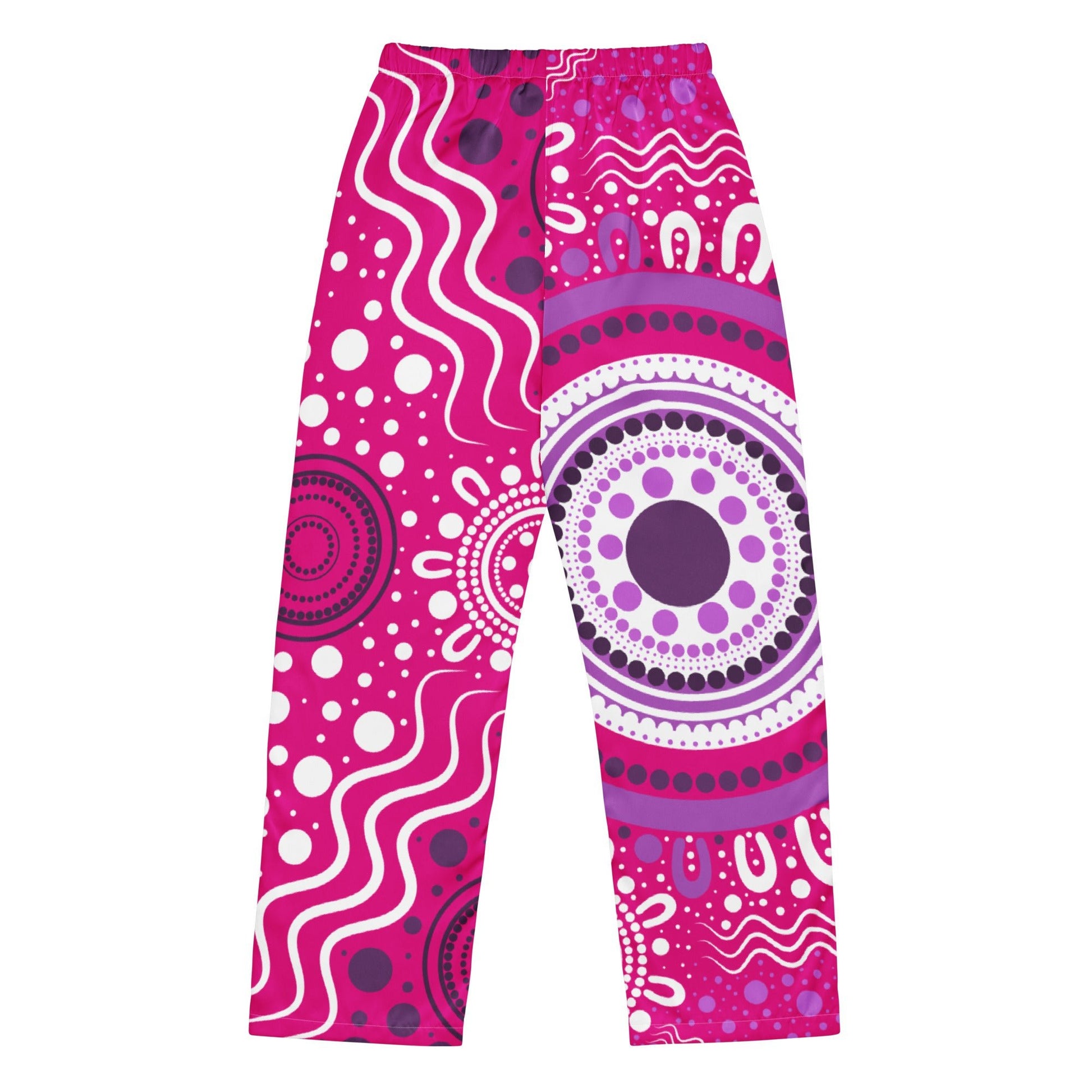 "Woven Together" Women’s Pink Pajama Pants - Aboriginal Art by Lani
