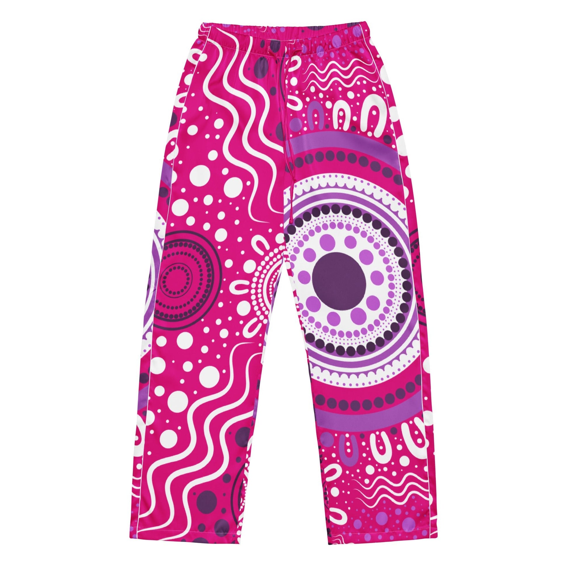 "Woven Together" Women’s Pink Pajama Pants - Aboriginal Art by Lani
