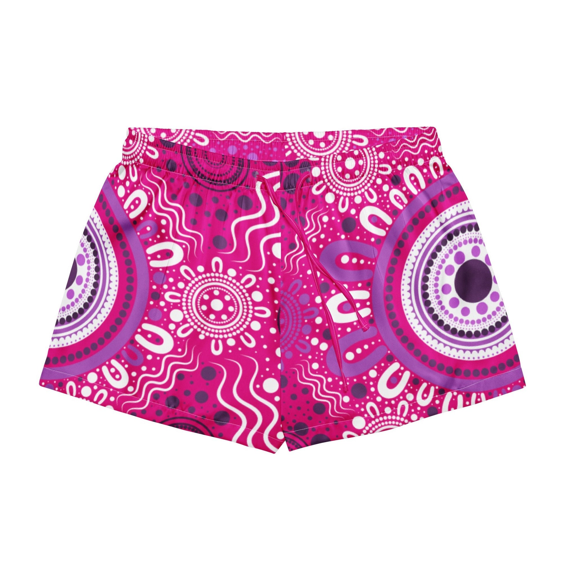 "Woven Together" Women’s Pink Pajama Shorts - Aboriginal Art by Lani