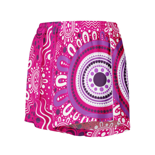 "Woven Together" Women’s Pink Pajama Shorts - Aboriginal Art by Lani