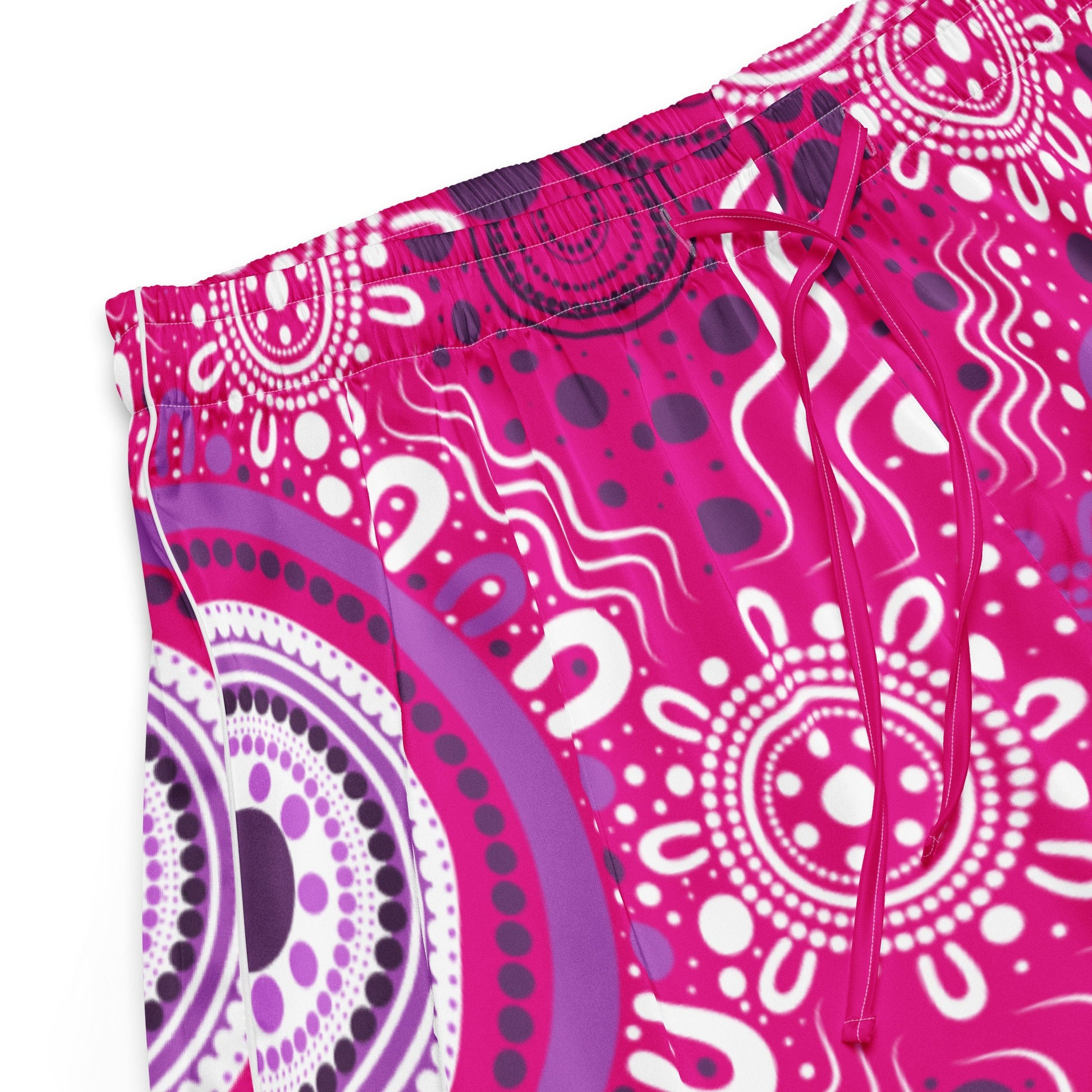 "Woven Together" Women’s Pink Pajama Shorts - Aboriginal Art by Lani