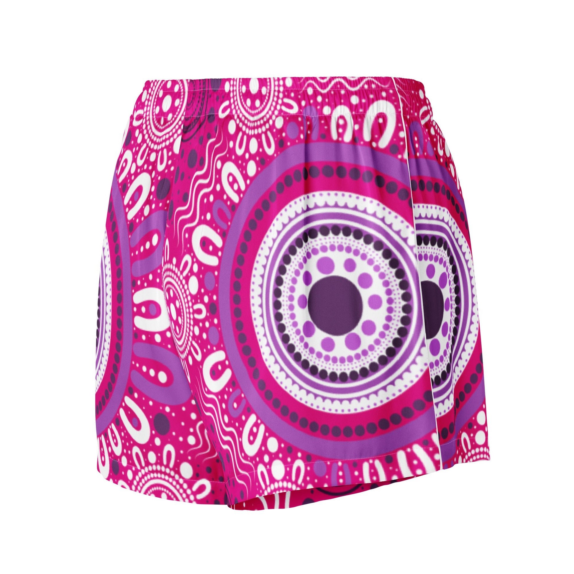 "Woven Together" Women’s Pink Pajama Shorts - Aboriginal Art by Lani