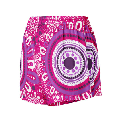 "Woven Together" Women’s Pink Pajama Shorts - Aboriginal Art by Lani