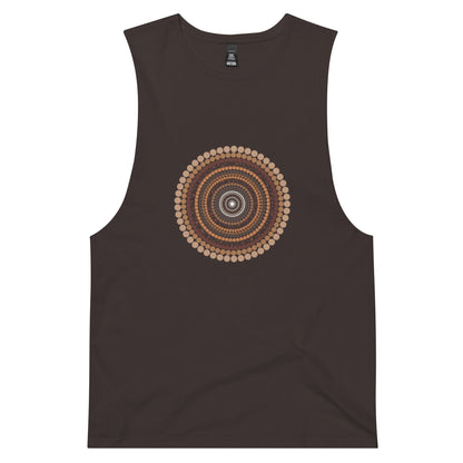 Yarning Circle Men’s Drop Arm Tank Top - Aboriginal Art by Lani