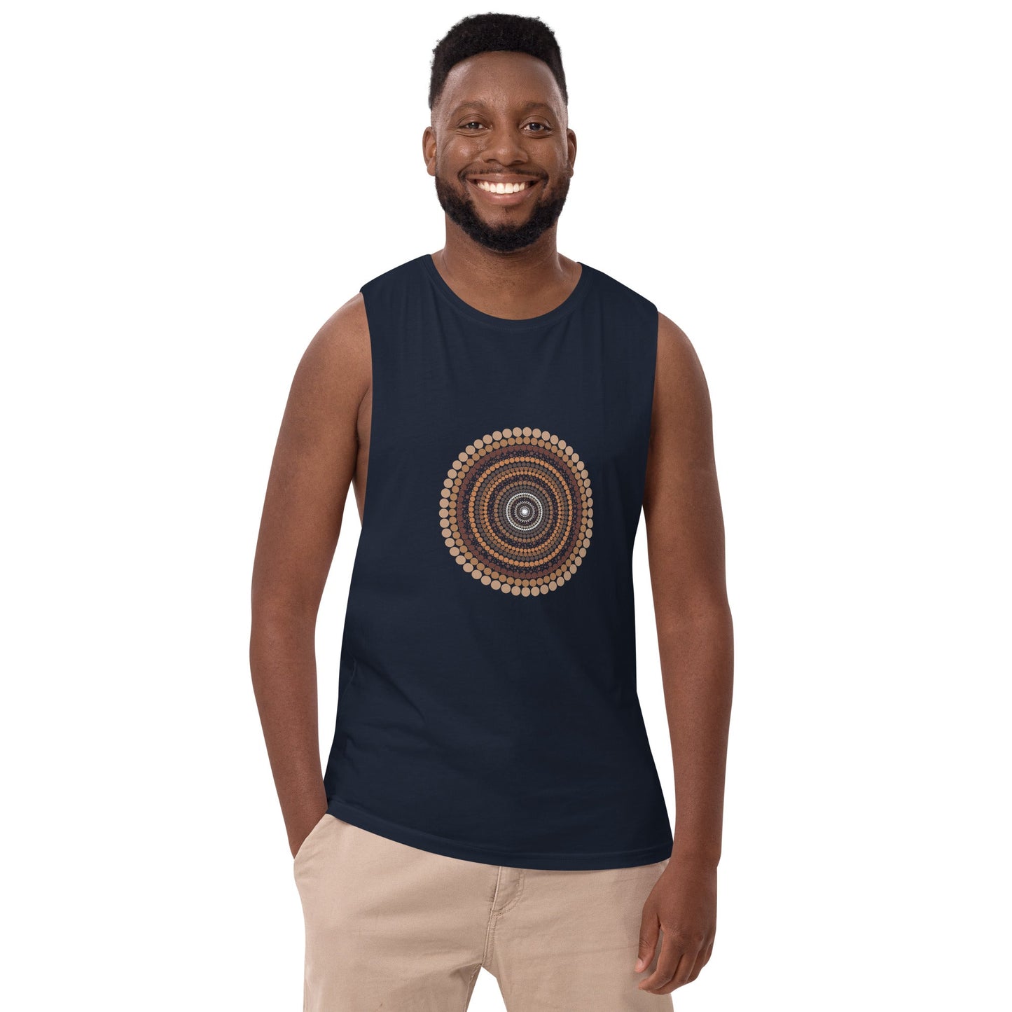 Yarning Circle Men’s Drop Arm Tank Top - Aboriginal Art by Lani
