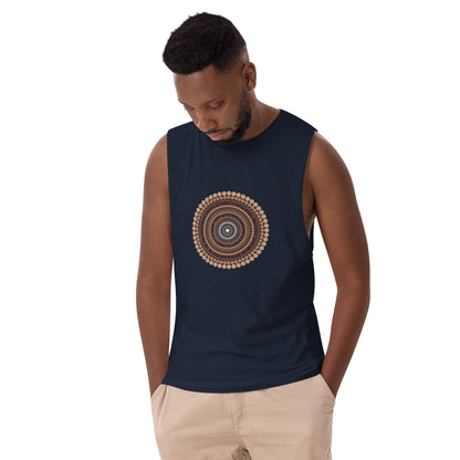 Yarning Circle Men’s Drop Arm Tank Top - Aboriginal Art by Lani