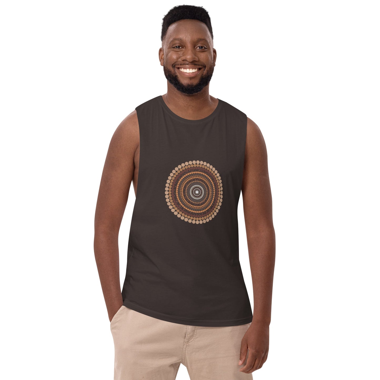 Yarning Circle Men’s Drop Arm Tank Top - Aboriginal Art by Lani