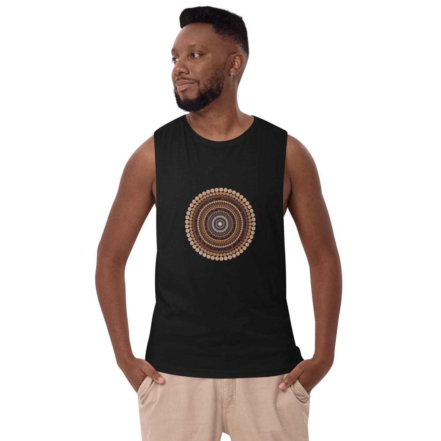 Yarning Circle Men’s Drop Arm Tank Top - Aboriginal Art by Lani