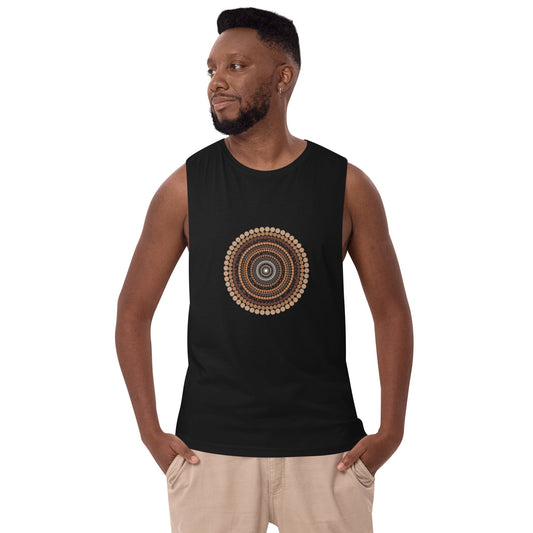 Yarning Circle Men’s Drop Arm Tank Top - Aboriginal Art by Lani