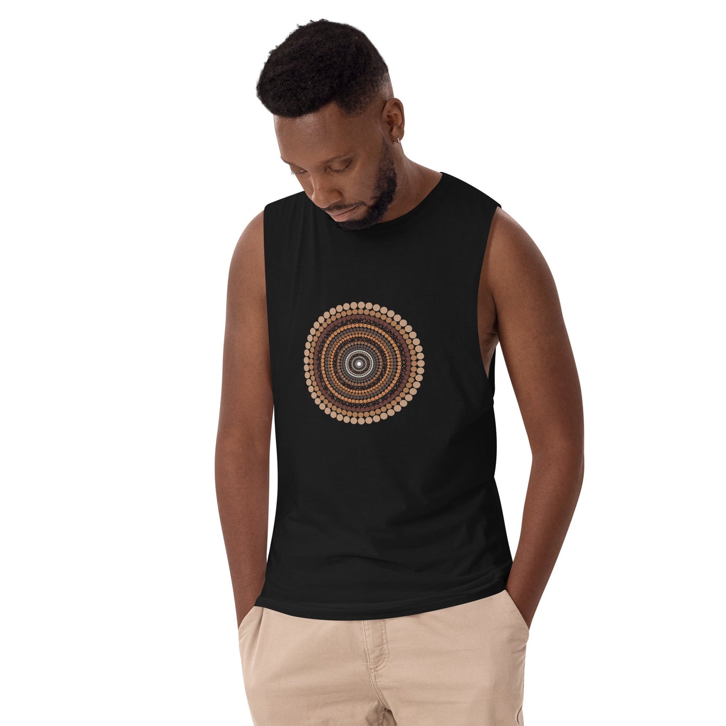 Yarning Circle Men’s Drop Arm Tank Top - Aboriginal Art by Lani