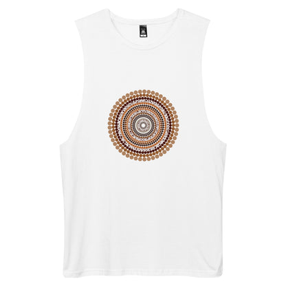 Yarning Circle Men’s Drop Arm Tank Top - Aboriginal Art by Lani