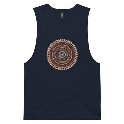 Yarning Circle Men’s Drop Arm Tank Top - Aboriginal Art by Lani