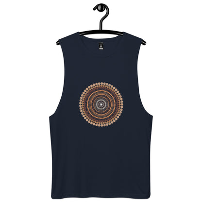 Yarning Circle Men’s Drop Arm Tank Top - Aboriginal Art by Lani