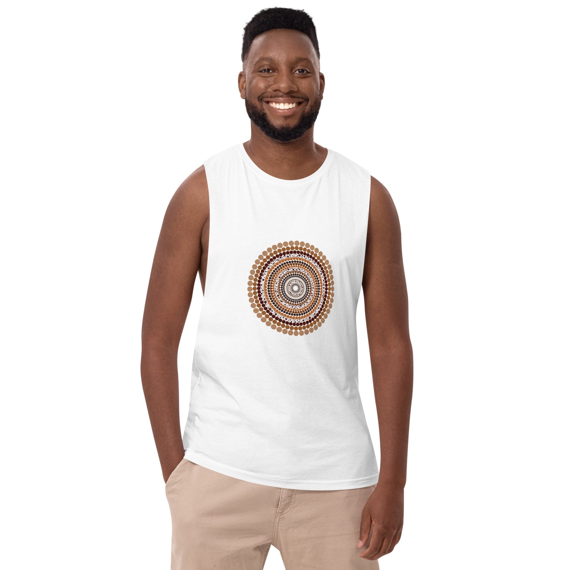 Yarning Circle Men’s Drop Arm Tank Top - Aboriginal Art by Lani