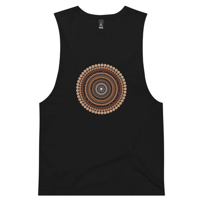 Yarning Circle Men’s Drop Arm Tank Top - Aboriginal Art by Lani