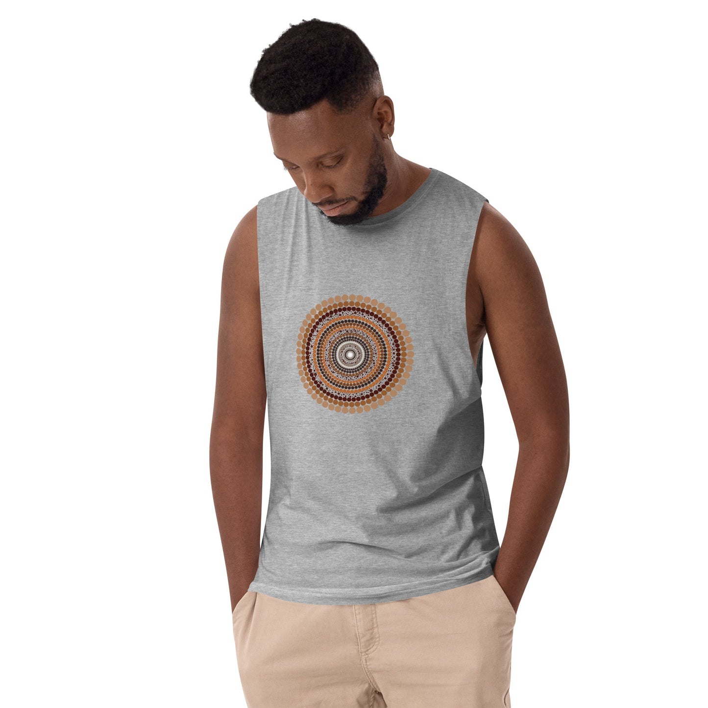 Yarning Circle Men’s Drop Arm Tank Top - Aboriginal Art by Lani