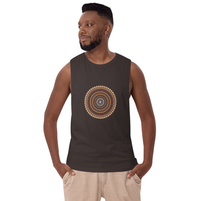 Yarning Circle Men’s Drop Arm Tank Top - Aboriginal Art by Lani