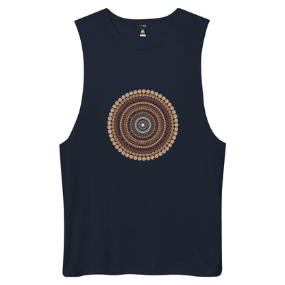 Yarning Circle Men’s Drop Arm Tank Top - Aboriginal Art by Lani