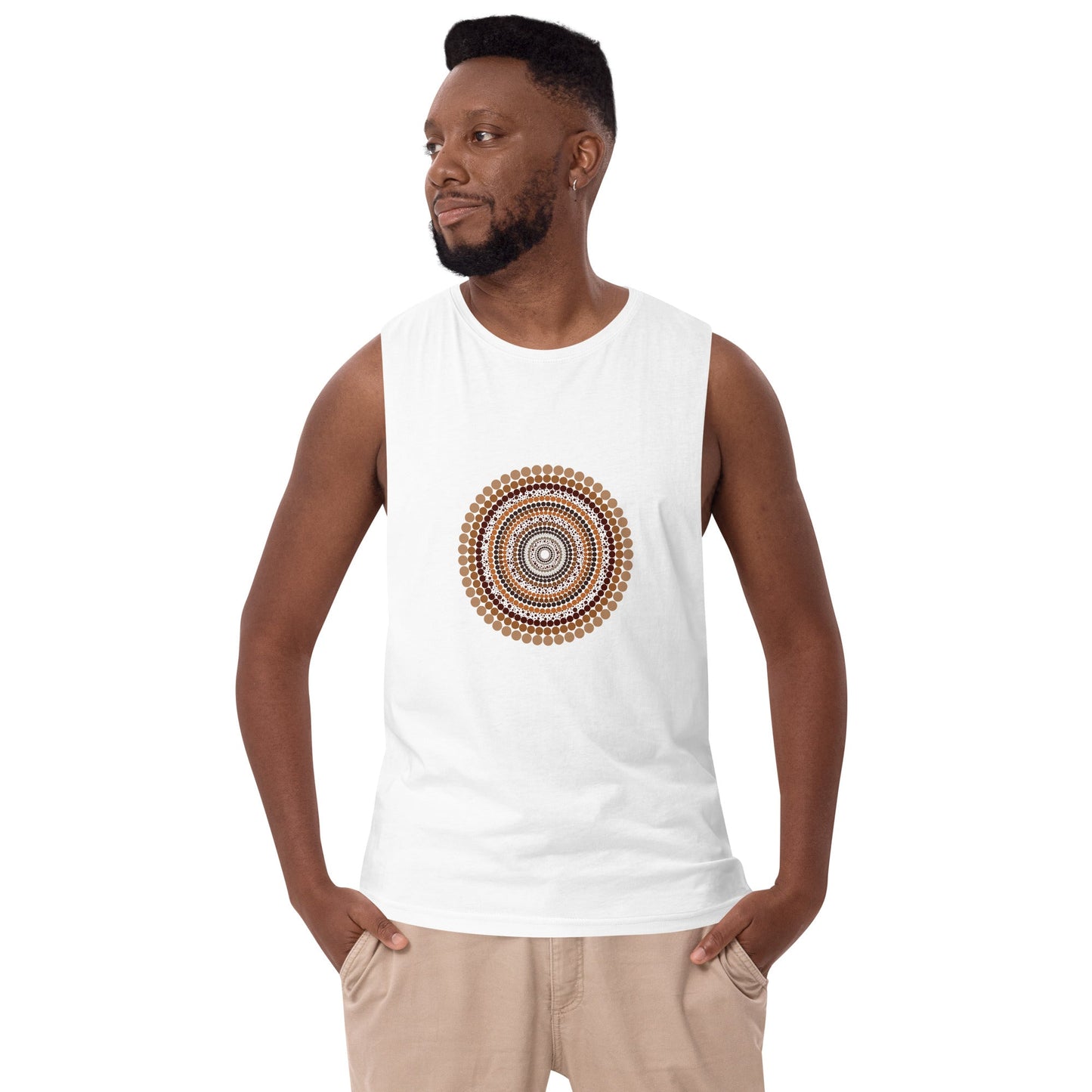 Yarning Circle Men’s Drop Arm Tank Top - Aboriginal Art by Lani