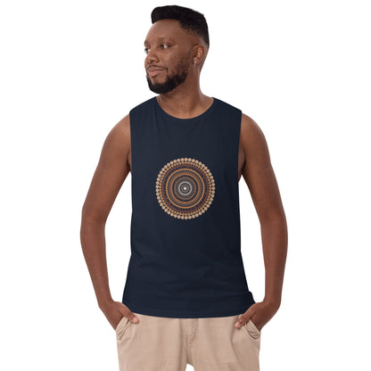 Yarning Circle Men’s Drop Arm Tank Top - Aboriginal Art by Lani