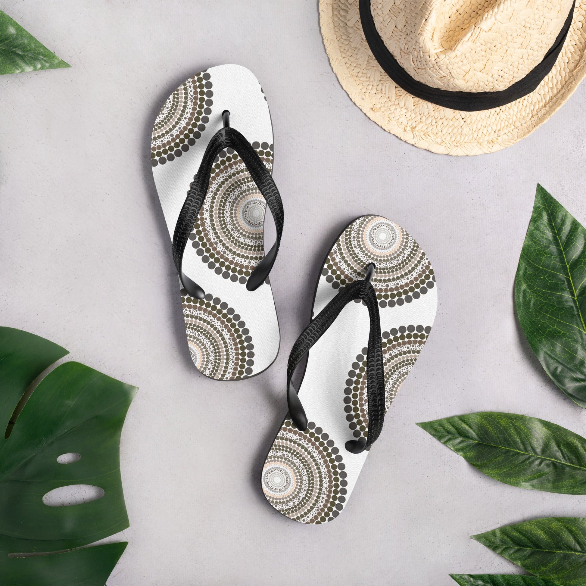 Yarning Circle Thongs - Aboriginal Art by Lani