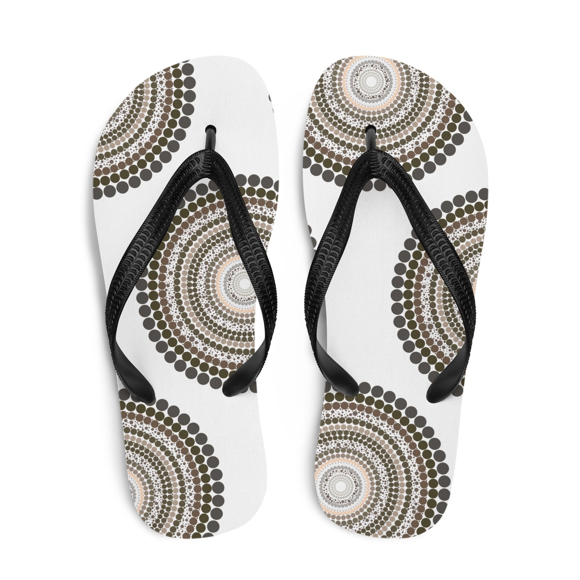 Yarning Circle Thongs - Aboriginal Art by Lani