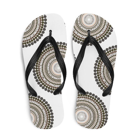 Yarning Circle Thongs - Aboriginal Art by Lani