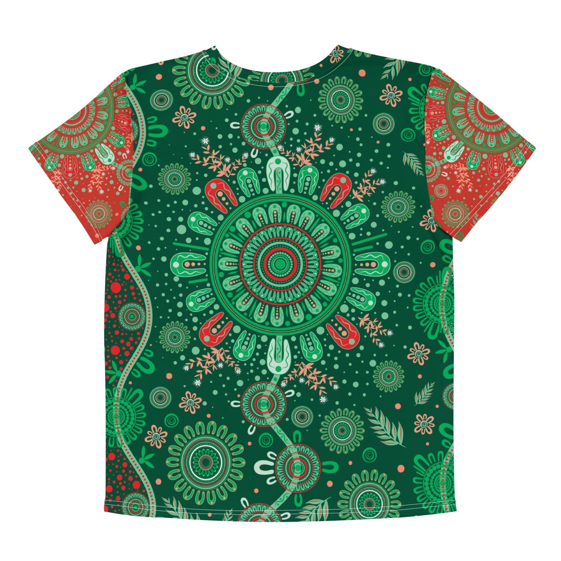 Youth Christmas Cotton Crew Neck T-Shirt - Aboriginal Art by Lani
